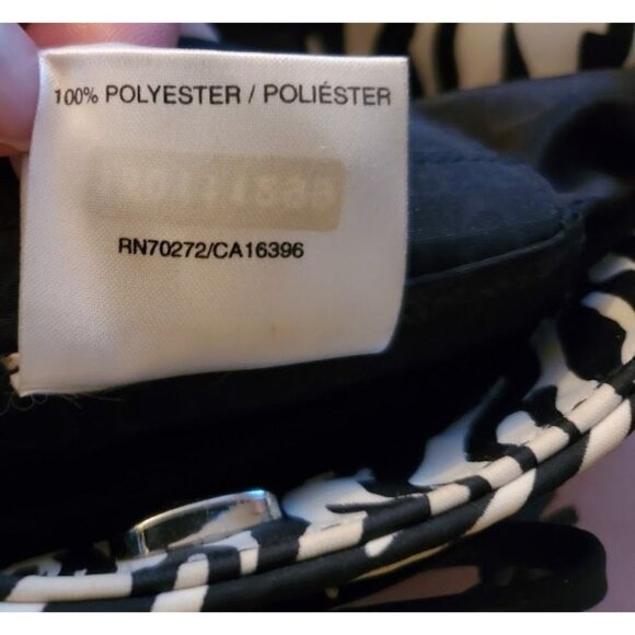 Liz Claiborne Zebra Print Shoulder Bag w/ Bow Accent Black Handles Snap Closure - Picture 6 of 7